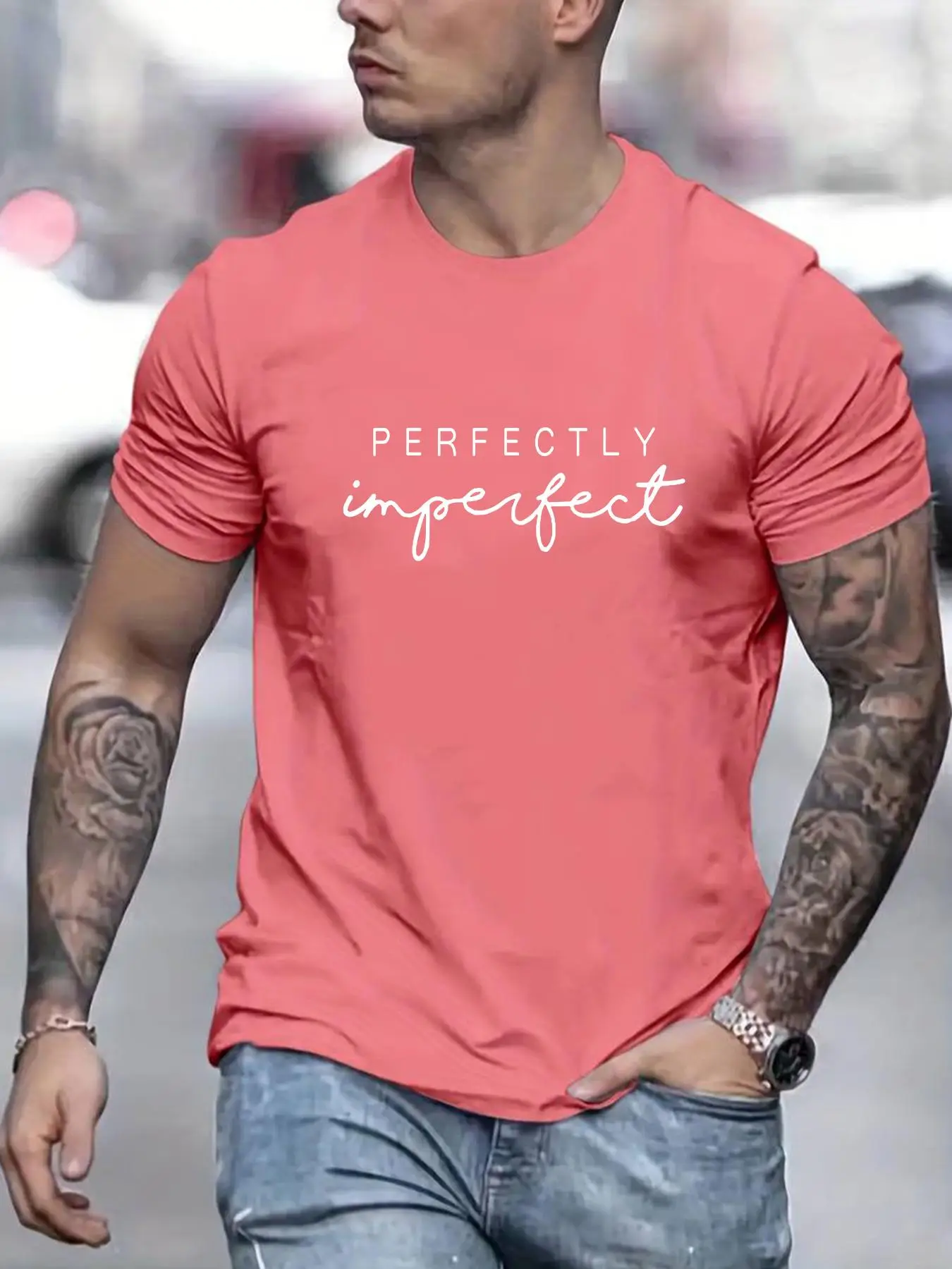 Men's Letter Print Round Neck Tee, Regular Fit Casual Fashion Short Sleeve T-shirt for Summer, Men's Top for Daily Wear, Gym Tops