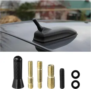 Car Short Antenna, 1.37" Stubby Aluminum Radio Antenna Replacement, Carbon Fiber Antenna Kit with Screws, AM/FM Roof Mount Car Radio Reception Antenna Mast for Most Cars SUVs (Black)