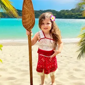 Moana-Inspired Handmade Wooden Paddle for Kids - New Zealand Pine Solid Wood, 4 Feet Long, Safe & Lightweight for Birthday Party Decor or Costume