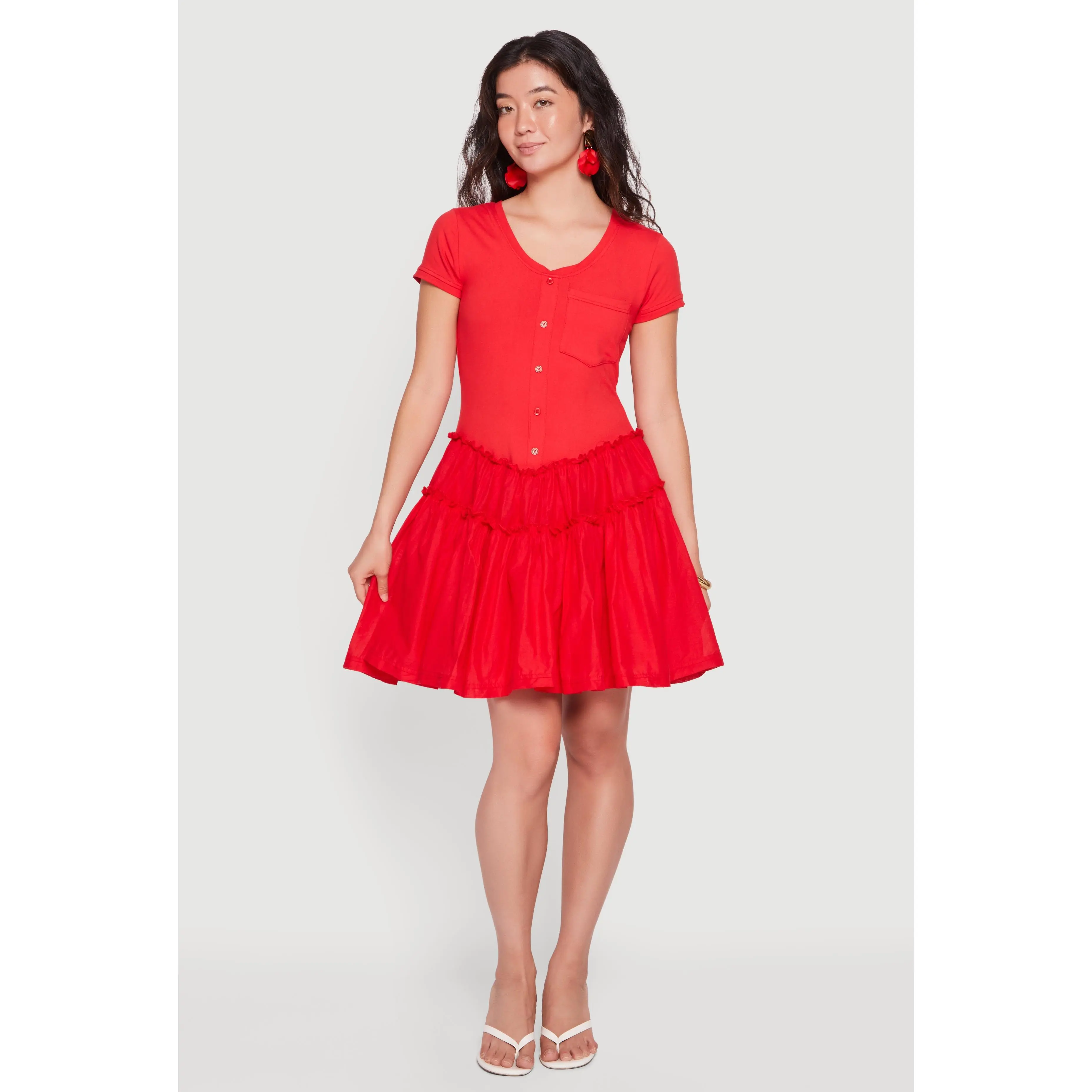 Pocket Detail Short Sleeve Skater Dress
