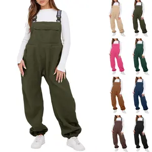 Molitree Women's Sherpa Fleece Overalls 2025  Warm Winter Casual Loose Jumpsuits Sherpa Bib Overalls Fuzzy Ski Pants with Pockets Basic Womenswear Coveralls Strap