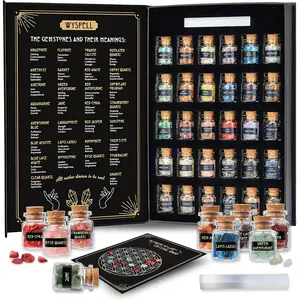 Wyspell Healing Crystals in Jars 30 PCS Real Witch Crystals for Witchcraft Altar Stones Crystal Supplies Mini Edition