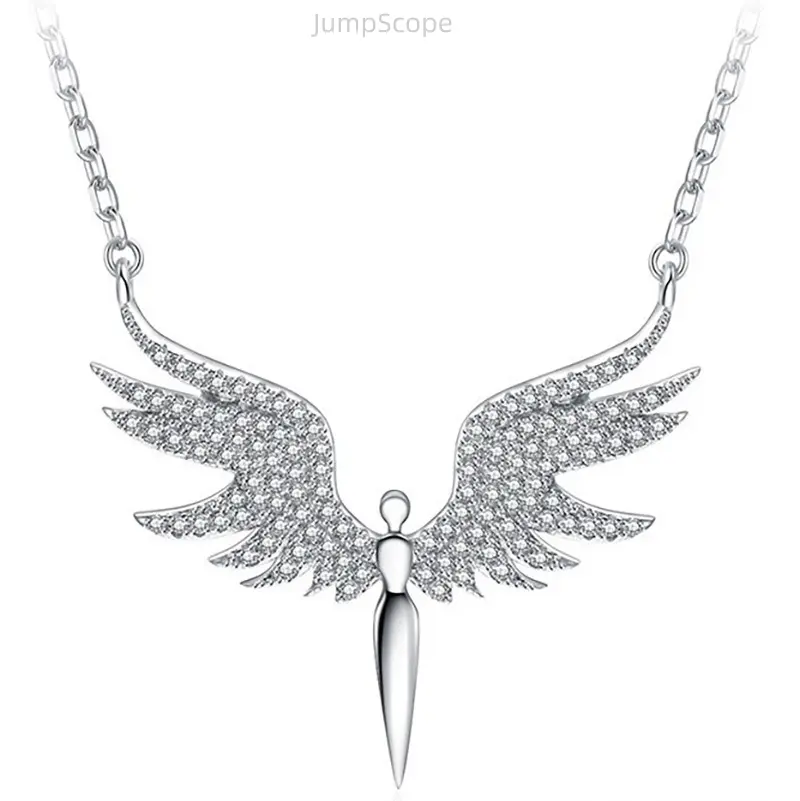 Unisex Paved Rhinestones Dagger Wings Pendant Necklace - 1-Piece Casual Minimalist Hip Hop Chain for Male Indoor Leisure & Outdoor Recreation Activities