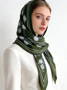 Vintage Botanical Floral Triangle Scarf Shawl, Versatile Wear for Daily Office Vacation in Spring Summer, Stylish Accessory for All Occasions