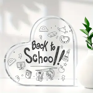 Acrylic Heart-Shaped Back to School Desk Decor, Durable, No Power Needed, Featherless, with Classroom & Home Decor for Teachers, Students & Colleagues, Universal Holiday Gift