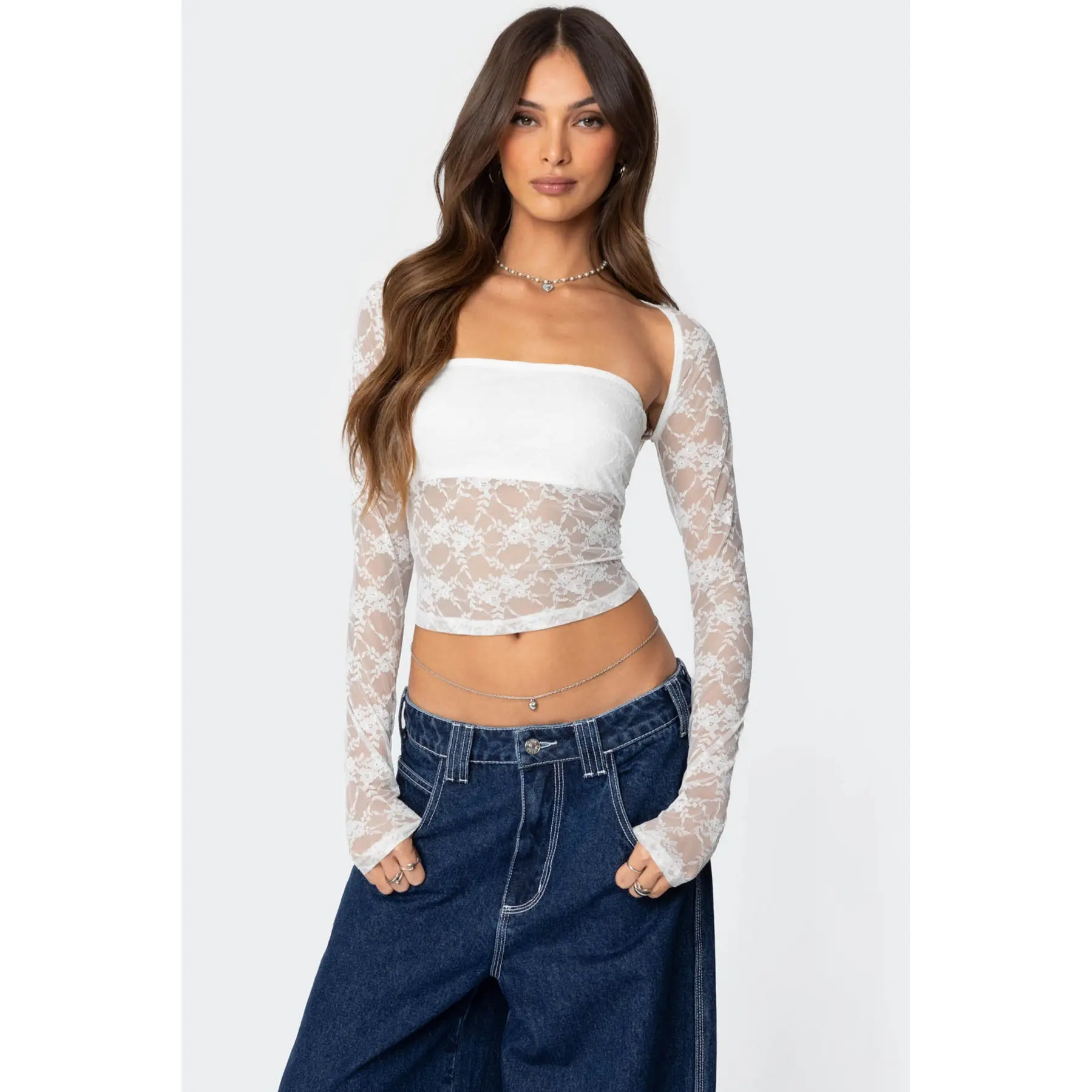 Addison Sheer Lace Two Piece Top