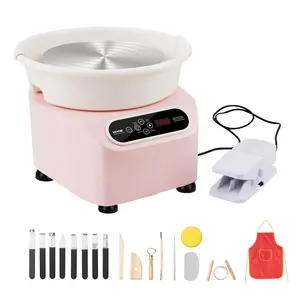 【Summervibes】VEVOR Pottery Wheel,  , 11 inch Pottery Forming Machine, 350W Electric Wheel for Pottery with Foot Pedal and LCD Touch Screen, Direct Drive Ceramic Wheel with Shaping Tools for DIY Art Craft, Pink