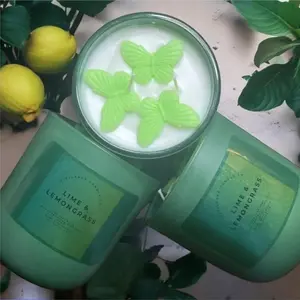 Lime & Lemongrass 10oz Candle - Decorative Candles with Green Lid and Lemon Design - Ornaments