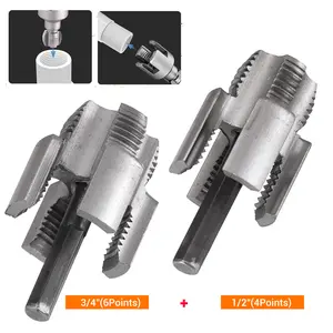 Dazone 2PCS PVC Pipe Threader Kit 1/2" & 3/4" Dual-Function Internal & External Threading Tool for PPR PVC Plastic Pipes 6Points & 4Points