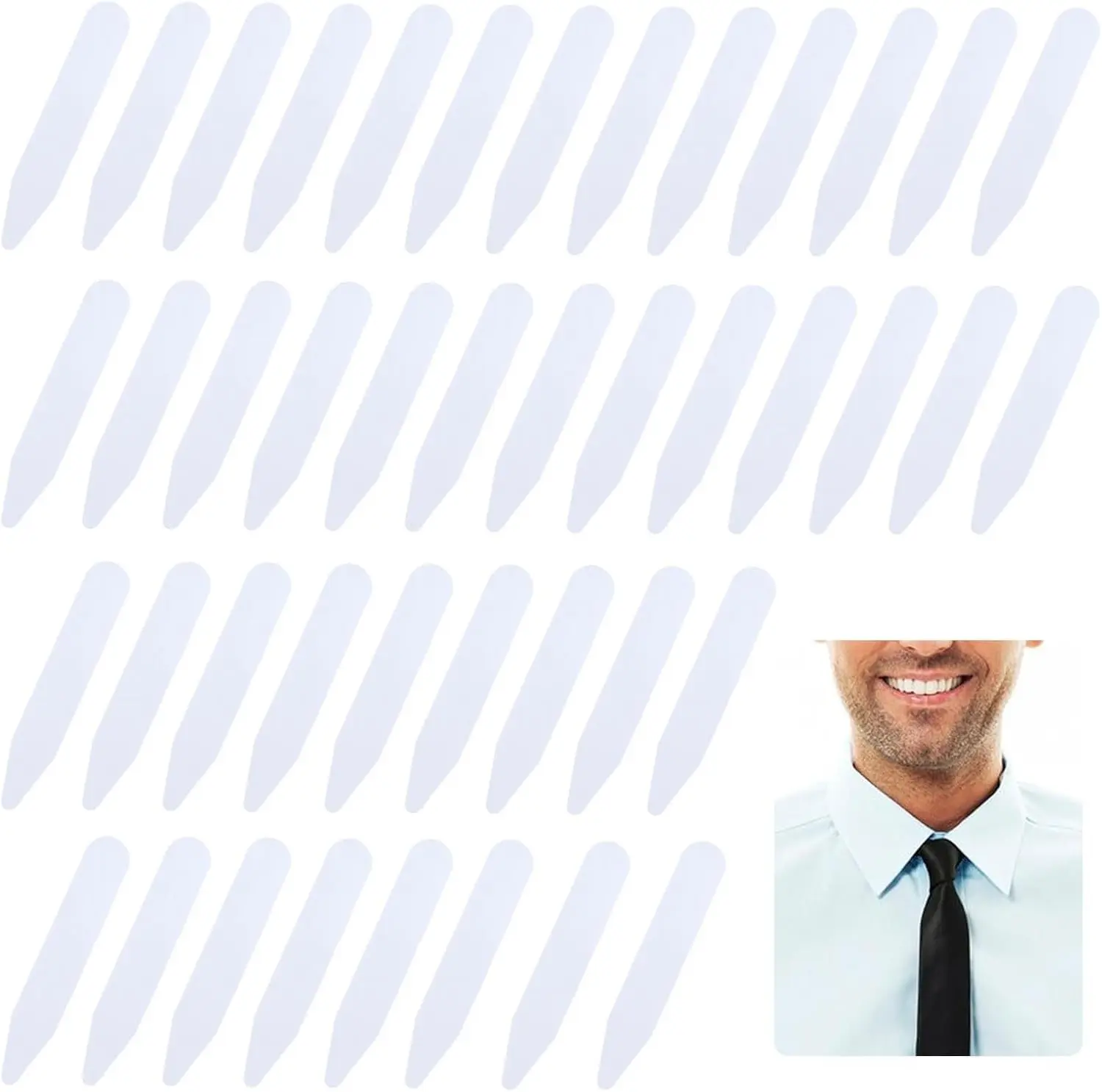 90PCS 2" Collar Stays for Men's Dress Shirts, Plastic Collar Stays, Shirt Collar Stays for Men, Dress Shirt Collar Inserts Tabs with Collar Stay Case for Dress Shirts