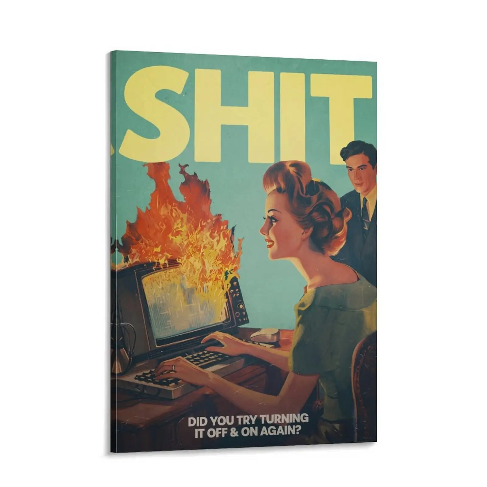 Funny  Computer Meme Canvas  Art | “Did You Try Turning It Off And On Again” Poster for Office, Gaming Room, Programmer Setup, IT Humor Decor, Burnout Meme  Art, Chaotic  Artwork wall retro Picture Image Prints Creative Design Print