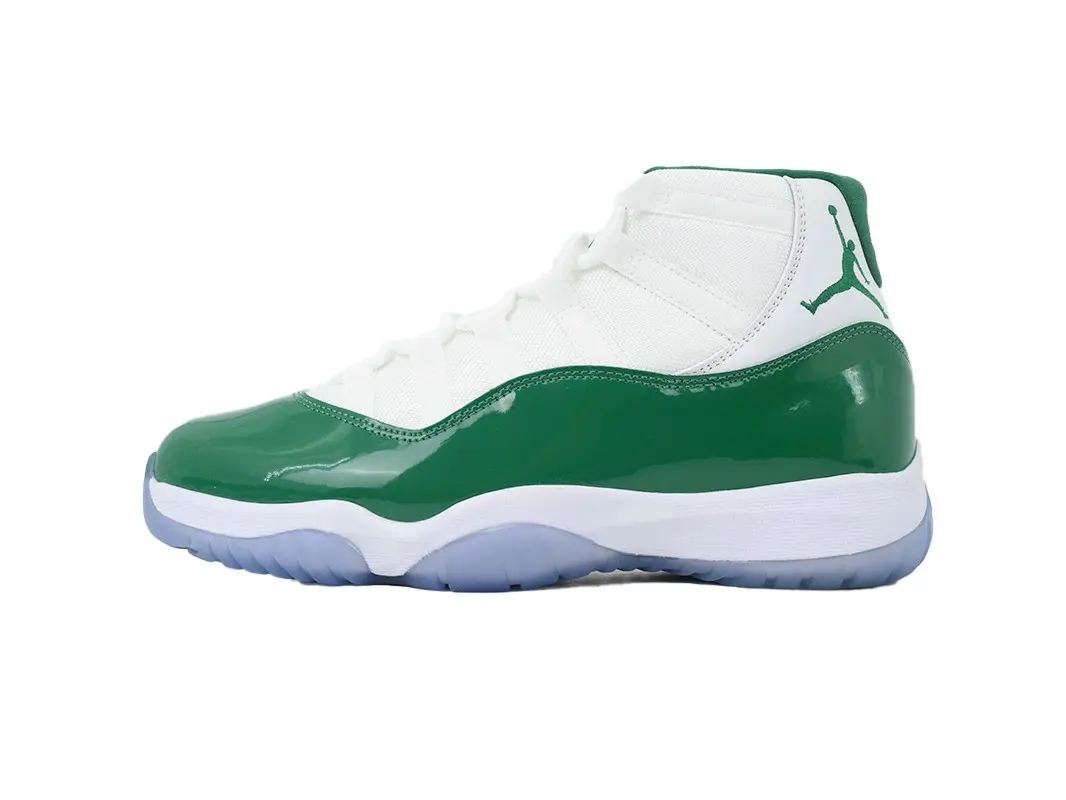 Men White And Green Patent Leather High Top Sneakers, Comfort Cushioned Crys  Men Two-Tone White Fabric Green Patent Leather High Top Street Sneakers, Classic Retro Hip Hop Fashion Casual Shoestal Outsole Casual Shoes For Guys Daily Walking