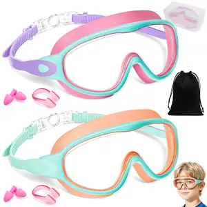 [Deals For You] MARISUN 2 Pack Kids Swim Goggles for 3-15+ UV Protection Anti-Fog High Definition Waterproof Adjustable Goggles for Boys and Girls - Safety anti-uv swimming goggles swim glass anti-fog with Earplugs & Nose Clip,for Lake,Beach, Summer Party