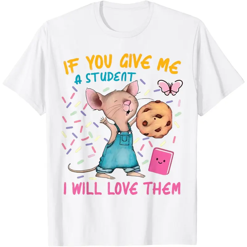 Mouse Teacher Graphic Sports Tee - Light, Stylish Short-Sleeve Statement Top for Teachers Who Love Their Students