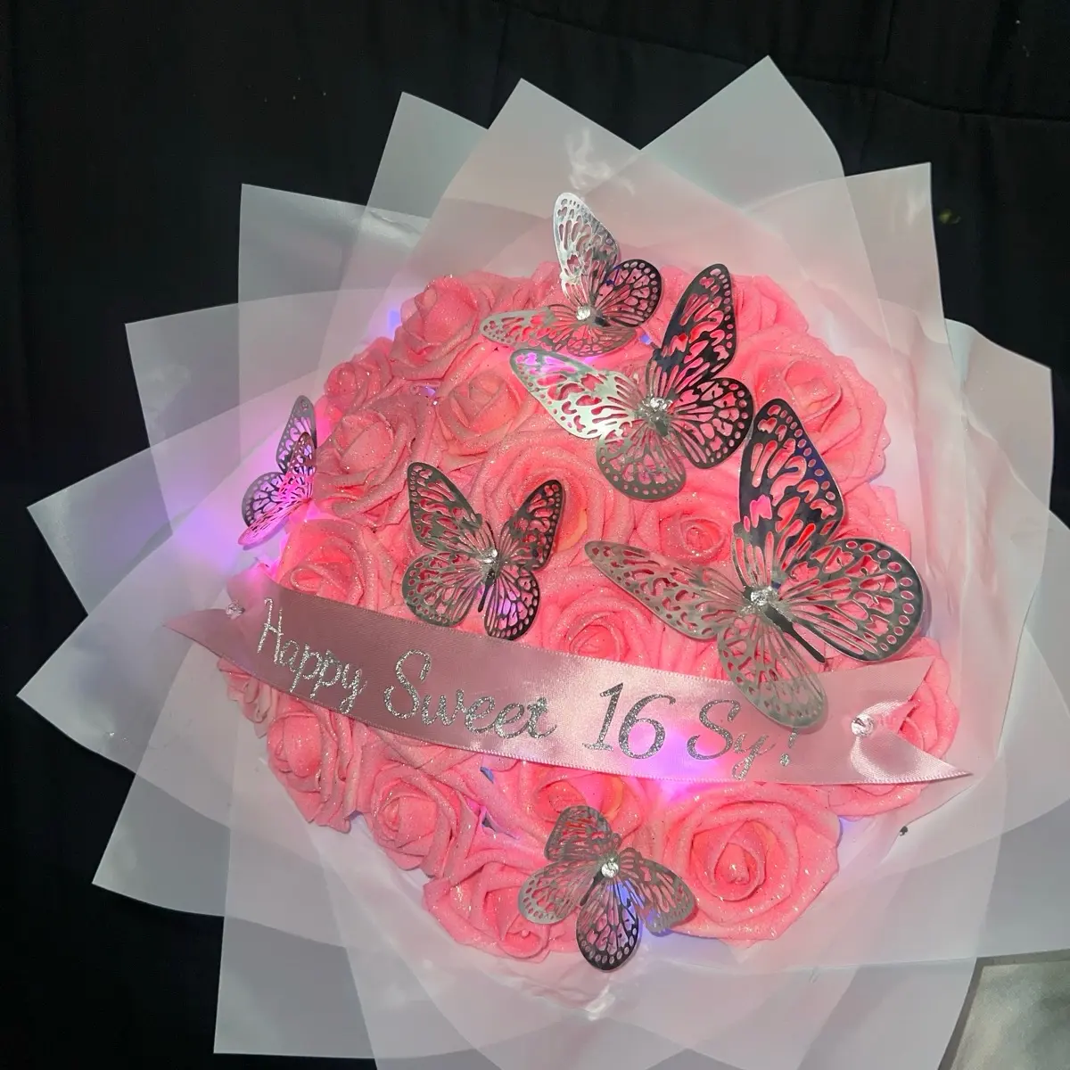 24 count Glitter Rose Bouquet *ACCESSORIES INCLUDED | Eternal Flowers | Forever Roses