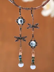 Boho Ethnic Style Colorful Beaded Dragonfly Long Earrings for Women, Vintage Distressed Casual Party Holiday All-Season Jewelry Gift