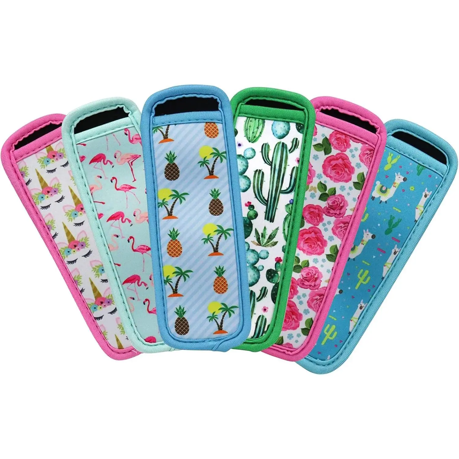 Thick Insulated Neoprene Ice Pop Sleeves, 6-Count Ice Cream Holders, Kitchenware Popsicle Storage Bags