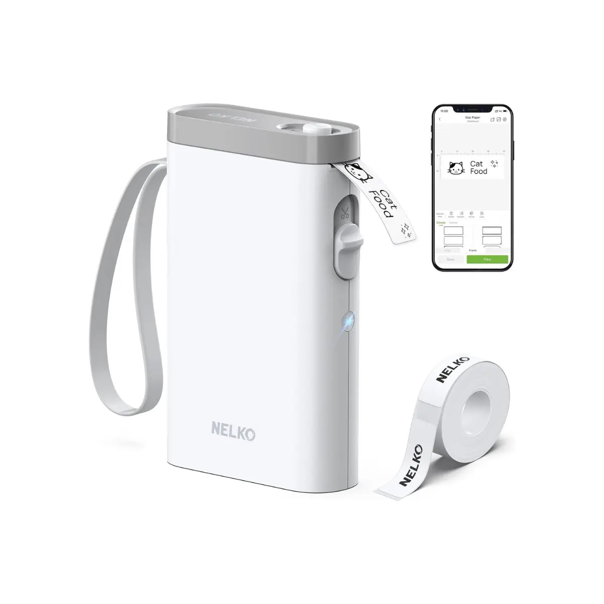 Nelko P21 Bluetooth Label Maker Machine with Tape, Inkless Printing, Built-in Cutter, Creative App & Multiple Templates, Ideal for Office, Home Use