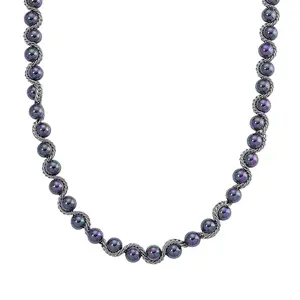 Shop LC Peacock Color Shell Pearl Twilight Waves Necklace in Stainless Steel 19.5-21.5 Inches