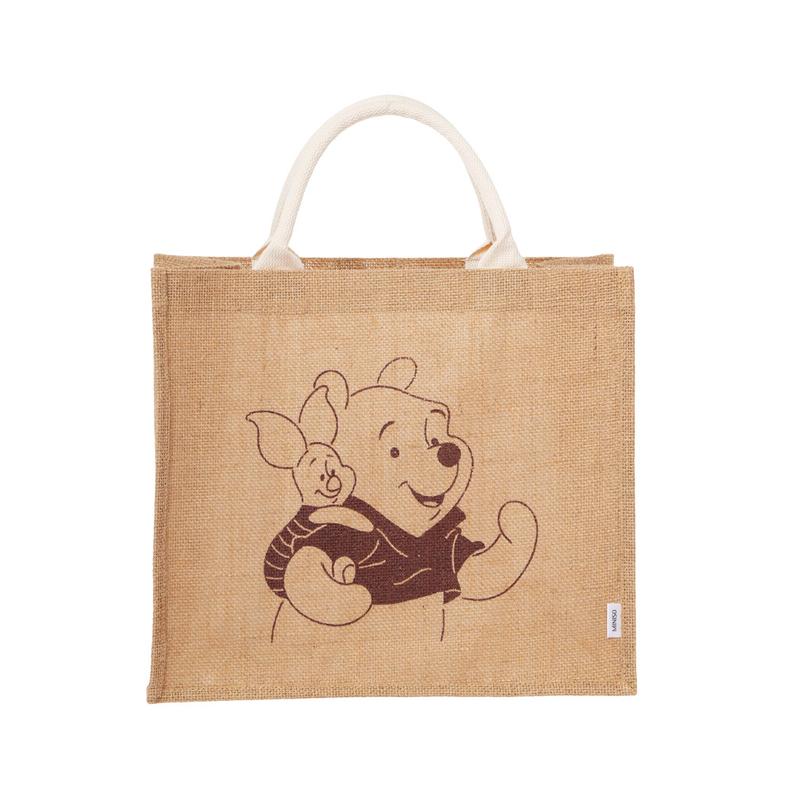 Disney Winnie the Pooh Jute Tote Bag – Cute Cartoon Eco-Friendly Shopping Bag, Casual Shoulder Bag for Daily Use
