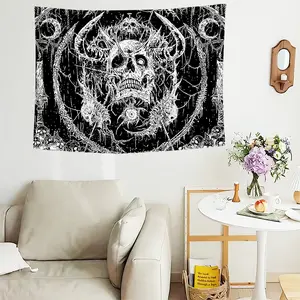 1pc Gothic Skull Dark Fantasy Occult Wall Tapestry, Decorative, High-Definition Printing Polyester Tapestries for Bedroom Living Room University Dormitory Indoor Wall Decoration Tapestries with Free Installation Package As Halloween Gift for Friends