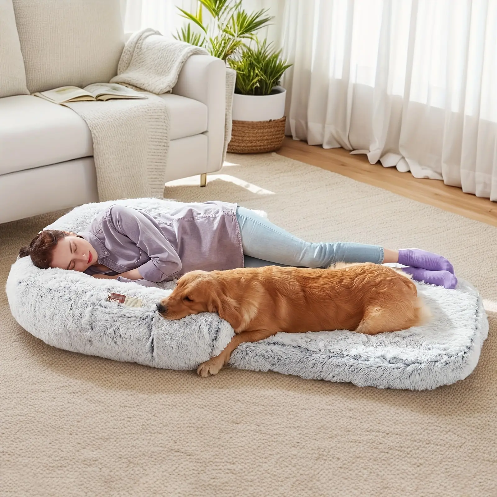 Human Dog Bed - Large Foldable Plush Orthopedic Bed 71x43x10 Inches for Dogs & People Soft Cozy Hygienic Resting Place Versatile 2 in 1 Design