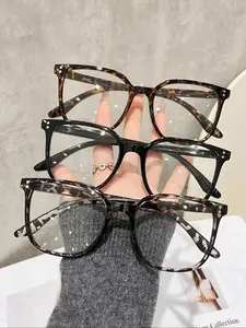 3 Pairs Unisex Square Classic Flat Fashion Eyeglasses, Clear Lenses, Stylish Square Frames, Ideal for Outdoor Activities, Office, Vacation Accessories, All Seasons Use