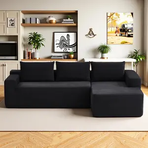 [Memorial Day Gift]97"Small spaces L-Shaped boneless sectional couch,Modular cloud couches with chaise lounges,NoAssembly Required,For Living Room Apartment,Corduroy Fabric,Free Combination,Modern Upholstered Sofa