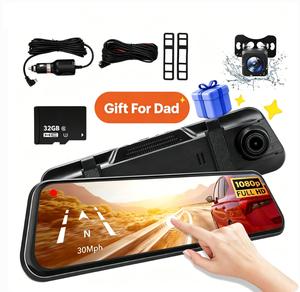 【FathersDayGift】KEPEAK 10'' Rear View Camera Dash Cam Front and Rear 1080P Camera Full Touch Screen w Loop Recording, G-Sensor Night Vision 170° Wide Angle,for Valentine’s Day Gift, Photo, Display