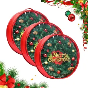 Christmas Wreath Storage Container Wreath Storage Bag 3 Pcs 24 Inch with Zipper and Sturdy Carrying Handle for Christmas Wreath Storage