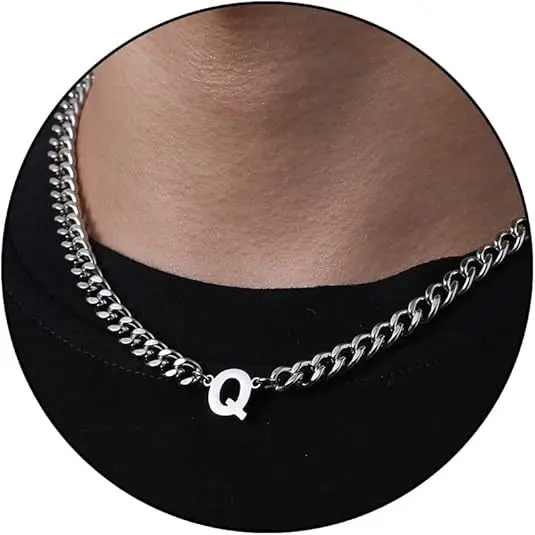 Q letter necklace (steel color)