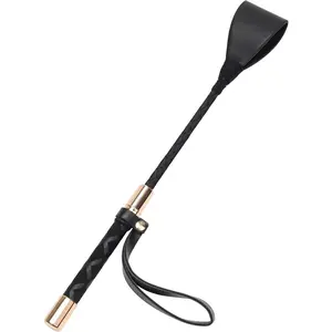 Horse Crop Black, Faux Leather Riding Crop with Anti-Slip Grip Gel Handle (30cm, Black)
