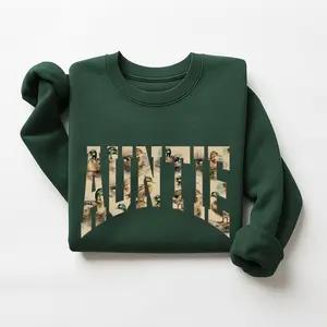 AUNTIE Mallard Duck Graphic Vintage Unisex Sweatshirt Pullover Cotton Hunting Season