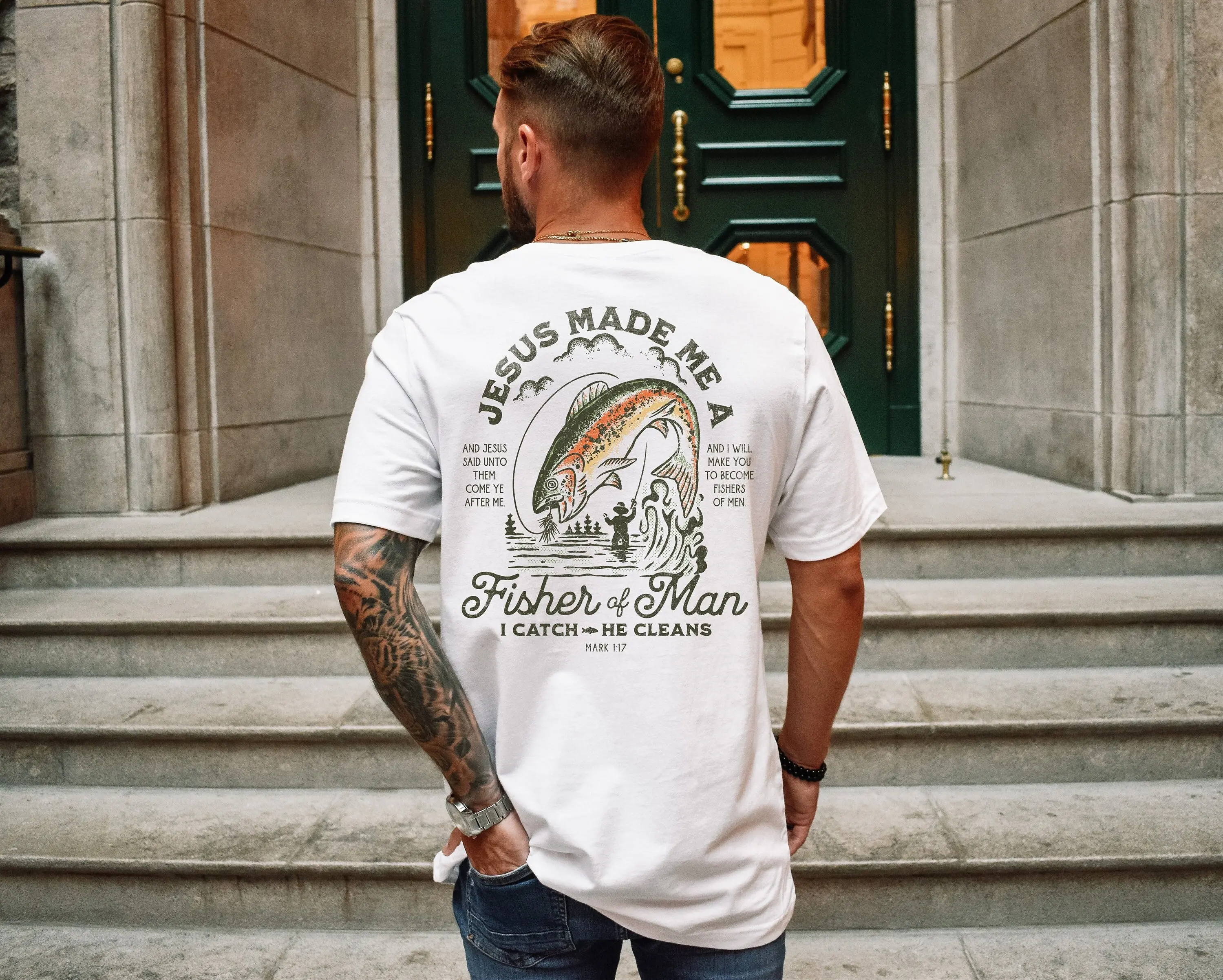 Christian Shirts for Men Christian T Shirts Fisher of Men Christian TShirts Gift for Men Christian Gifts Bible Verse Shirt Father's Day Gift