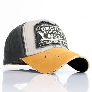 Classic patchwork color-blocking baseball cap, coated fashion outdoor sun hat, vintage-style pure cotton cap