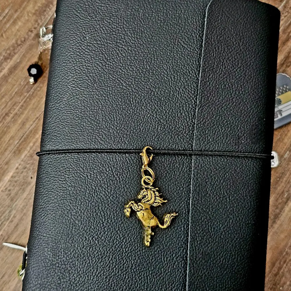 Bohemian Trinkets Giddy Up Journal Bag Charm on Gold with Elegant Horse Design for Stylish Accessories