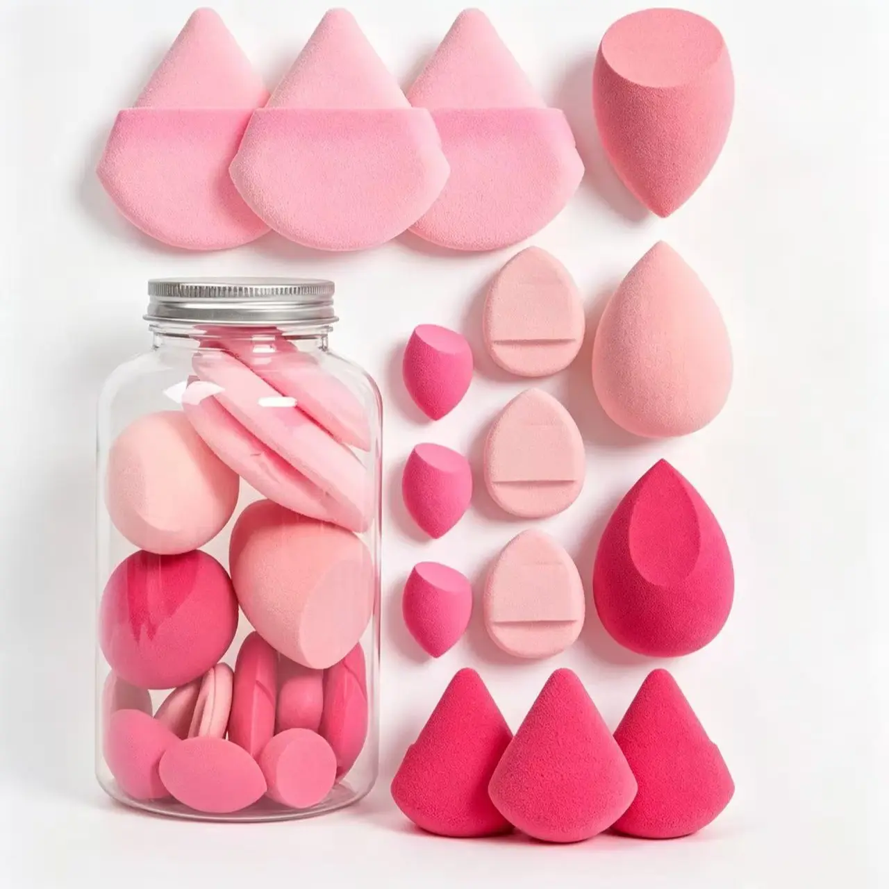15pcs Makeup Sponge Set, Beauty Sponges, Professional Blending Sponges Kit, Makeup Blender, Soft Multi-Shape Puffs for Foundation, Concealer, Powder Application