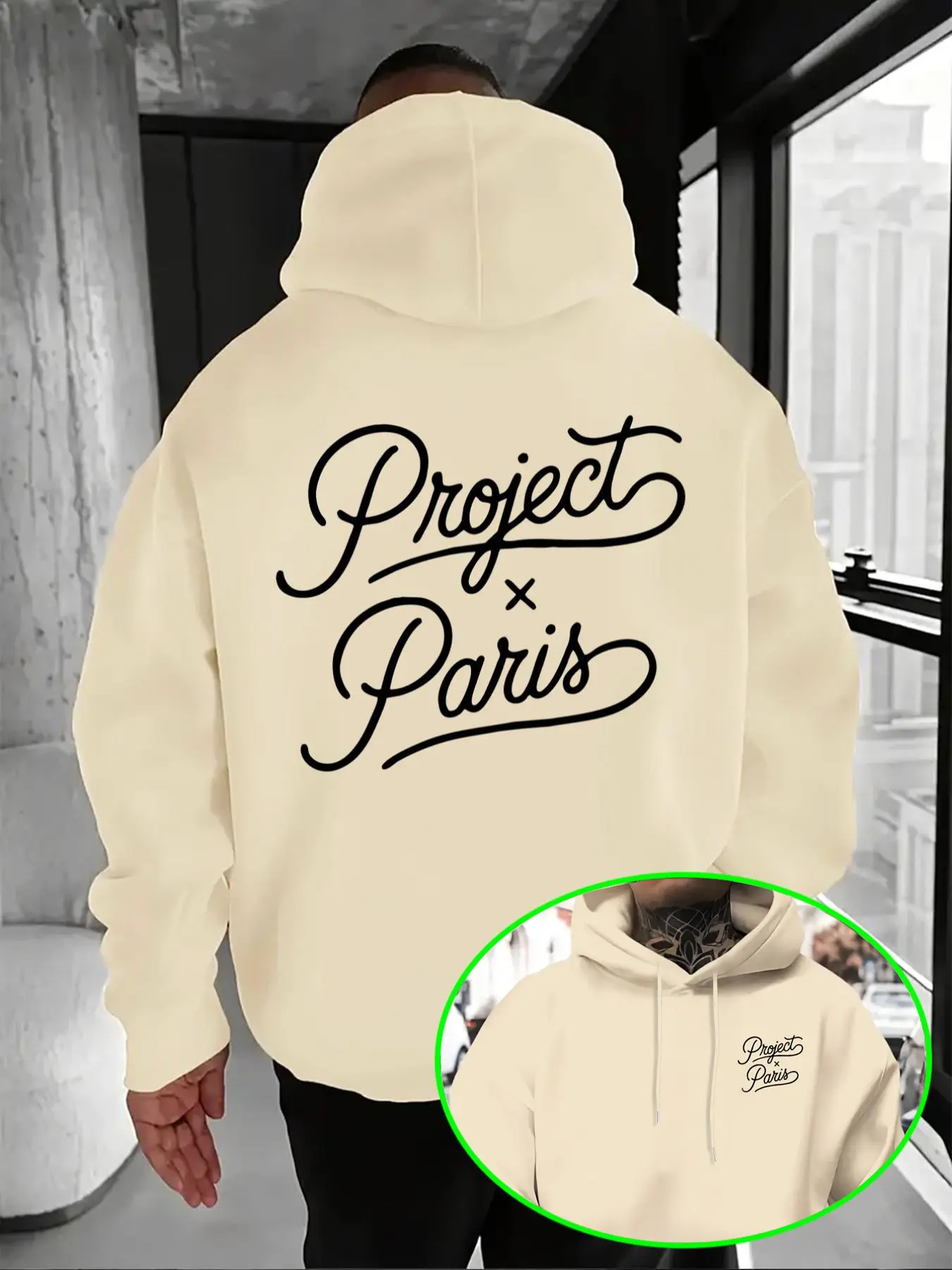 Men's French Fashion Trendy Fitted Hoodie, Project X Paris Artistic Letter Print, Soft Skin-Friendly Fabric, Casual Winter Wear, Sweatshirts
