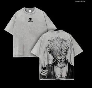 Ichigo Kurosaki - Bleach Anime Double Printed Vintage Washed Tee Unisex Oversize Anime Manga Washed Heavyweight Cotton T-shirt, Gift For Anime Fan, Anime Lover