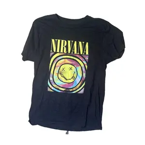 Nirvana Smiley Face Graphic Band T Shirt Men’s Black Psychedelic Tee TS06