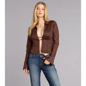 Serve Confidence Striped Woven Collared Top