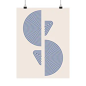 Semi-Concentric Circles Blue Poster