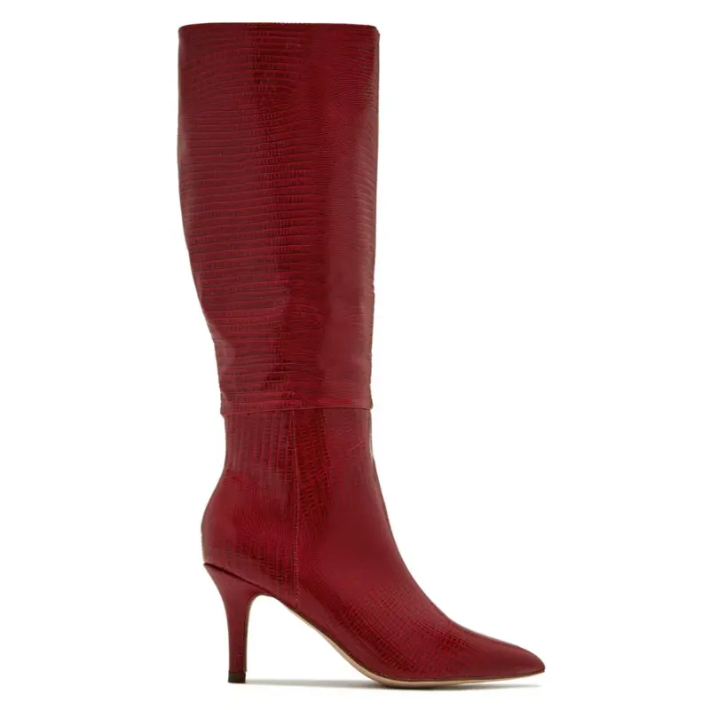 Vine Boot - Cherry Red, Fall, Kitten Heel, Luxury, Winter, Women Boots trendy  boots