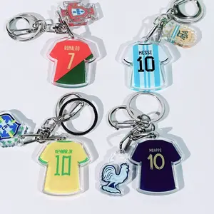 Mini Soccer Football Jersey Keychain Acrylic Kit Bag Charm Sports Fan Gift for Boyfriend Backpack Pendant Car Keyring