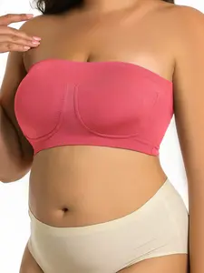 Women's Strapless Push-Up Bra, Buckleless Slim-Fitting Lingerie, Max Support Full Coverage, Breathable and Comfortable, All Seasons