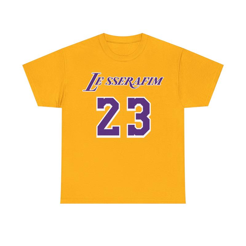 LE SSERAFIM K-POP Unisex Basketball Jersey Cotton Classic Gold Crew Neck Tee T Shirt 23