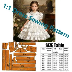 Classic Cake Dress Sewing Pattern Set, Vintage Gown Cutting Diagram, Suitable for Various Occasions, Elegant Sewing Template