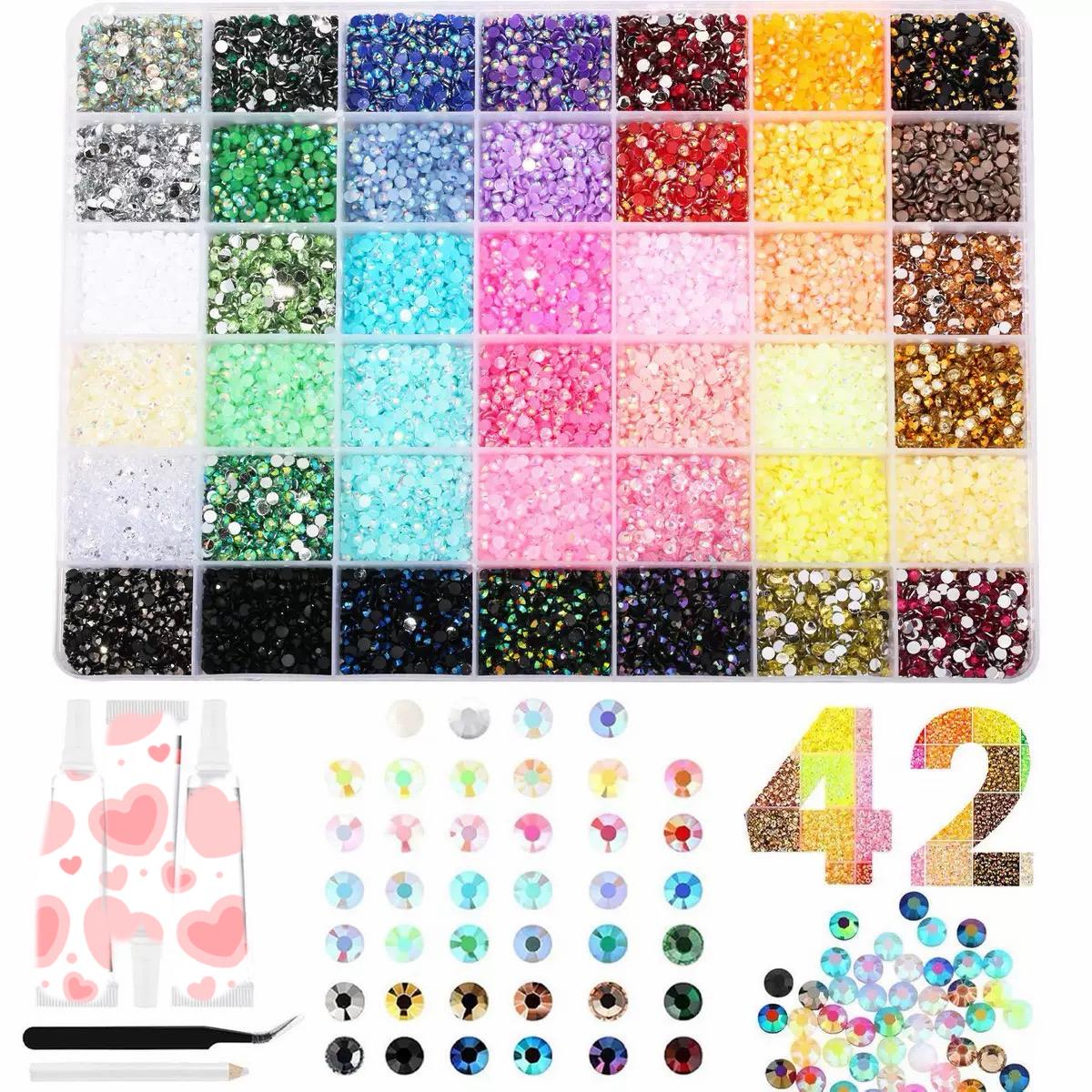 3mm AB Resin Rhinestones Kit 32000pcs Flat Back Gems Jelly Crystal Mixed Colors Nail Art Phone Case DIY Decoration Craft Set Sparkle Accessories for Clothes Shoes Makeup Festival Gift for Girls Women DIY Lovers