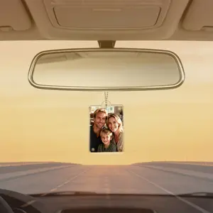 Transparent Dual-Sided Acrylic Photo Stand for Car Rearview Mirror, Universal Magnetic Car Frame, Rearview Mirror Accessory, Decorative Acrylic, Car Accessories