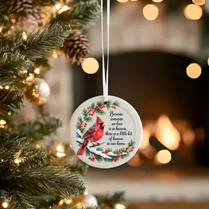 Cardinal Christmas Ceramic Ornament Round Shape Glossy Finish Lightweight Durable Design Perfect for Holiday Decorations and Gifts